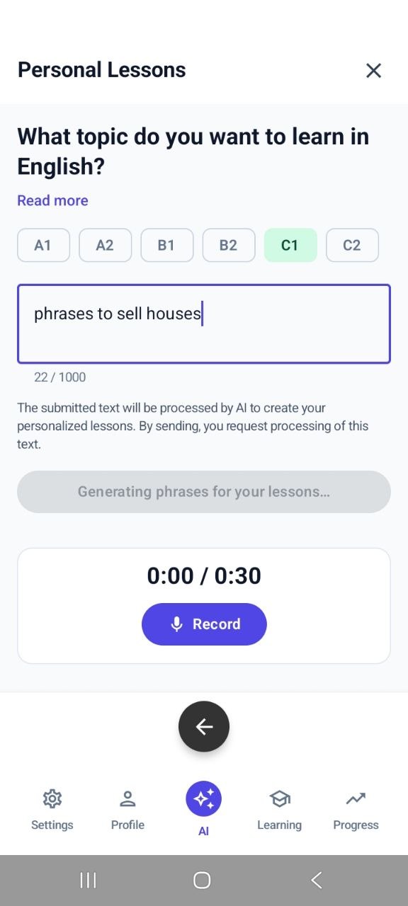 Choose a level and enter a topic