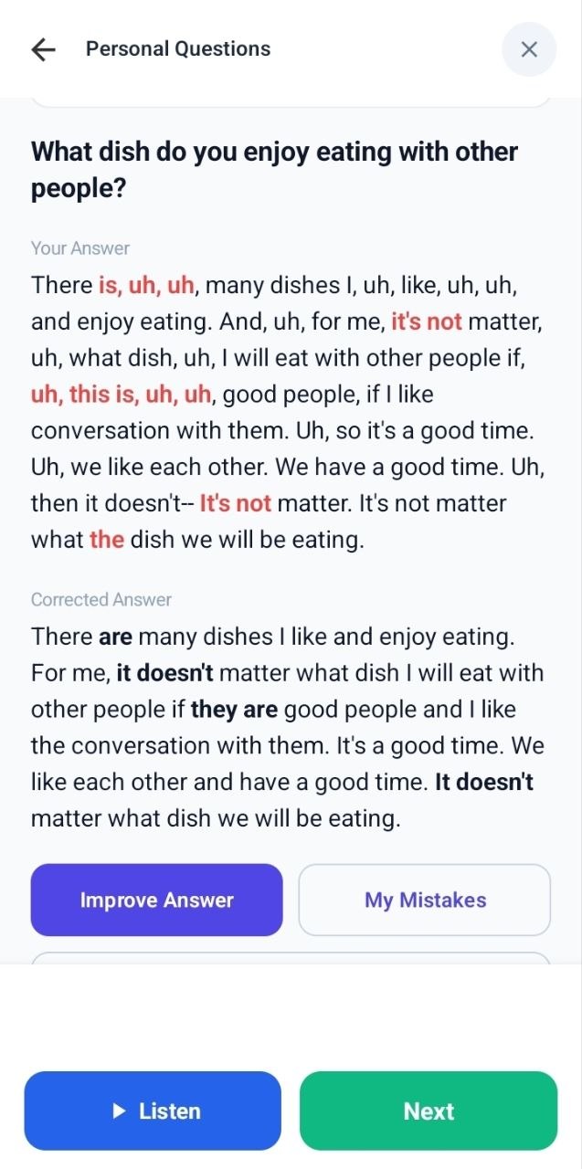 Our Power App explains mistakes in a spoken answer